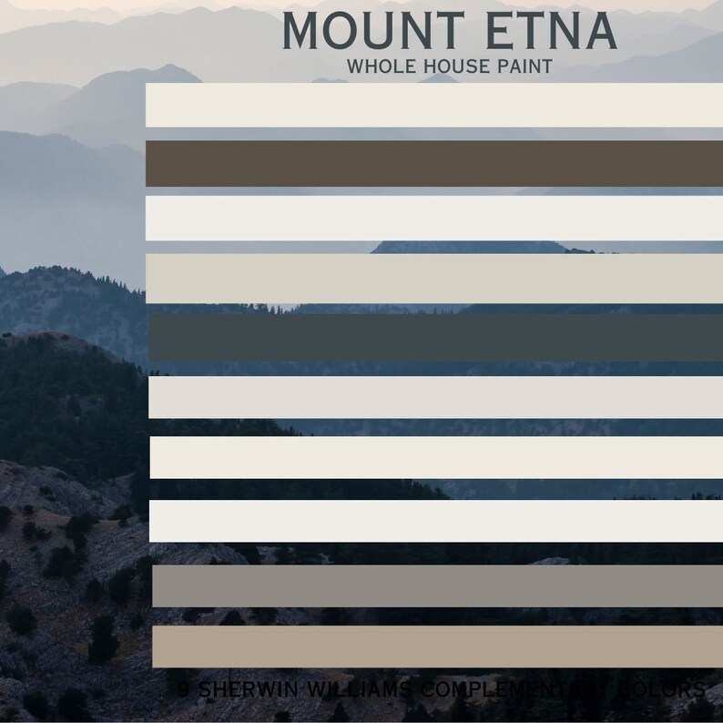 Mount Etna Color Palette Coordinate Sherwin Williams Paint Etsy