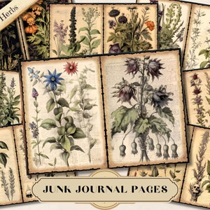 Mystic Herbs Junk Journal Kit Paper, Vintage Floral Printable Ephemera, Flower Nature Scrapbooking Collage Sheet, Achtergrond Mixed Media JPG