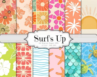 Coastal Surf Junk Journal Kit Printable, Surf Beach Journal Pages, Coastal Scrapbook Paper Ephemera, Summer Pack, for Scrapbooking
