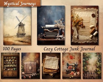 Cottagecore Junk Journal Kit, Printable Cozy Cottage Ephemera Pages, Vintage Floral Scrapbook Paper for DIY Shabby Chic Crafts