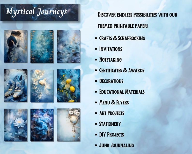 Blue Journal Paper, Shabby Chic Printable Watercolor Journal Pages ...