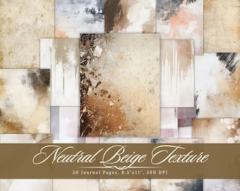 Neutral Beige Texture Junk Journal | Vintage Ephemera Paper (Digital Download)