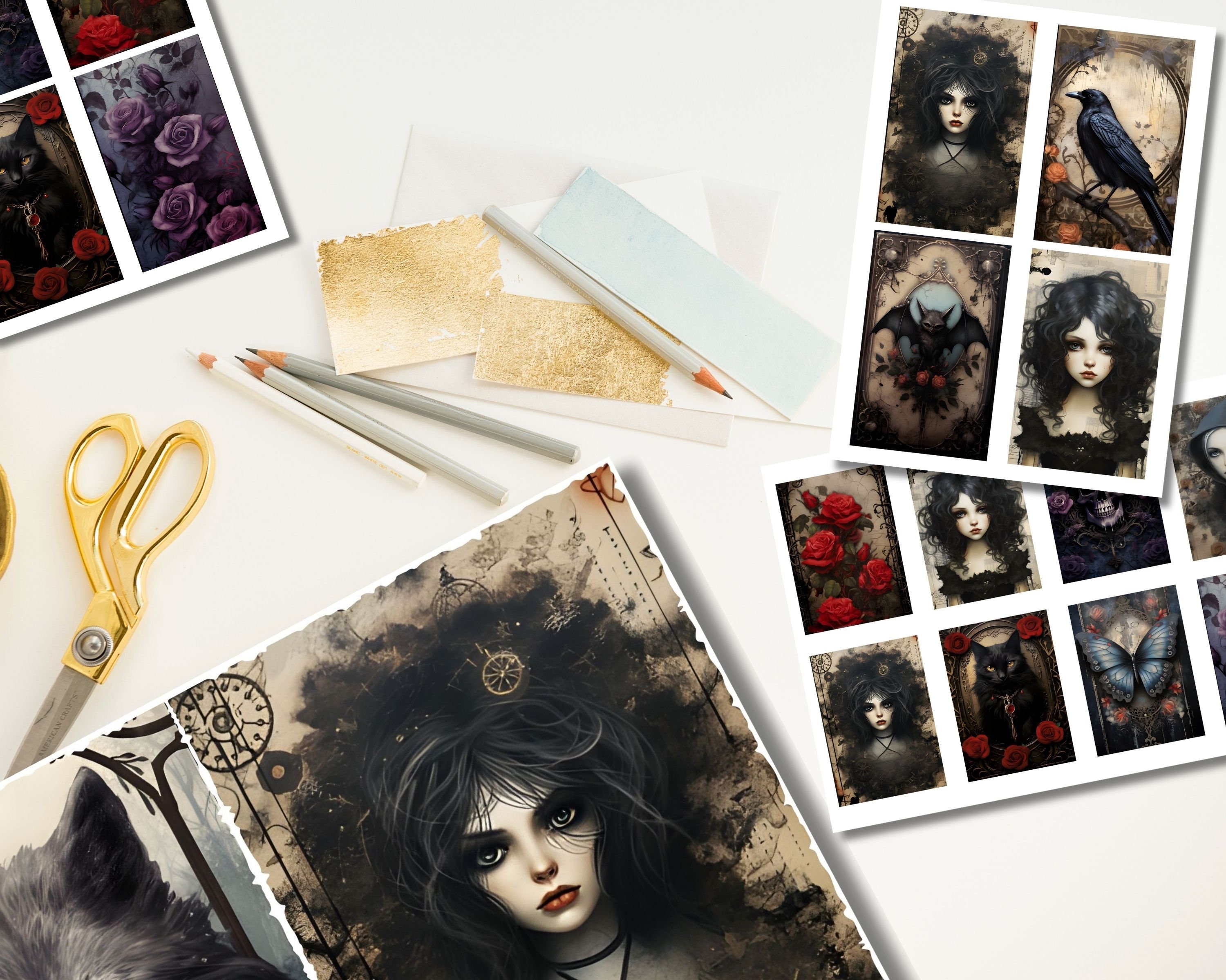 Dark Gothic Junk Journal Kit Instant Download Digital Scrapbook Paper ...
