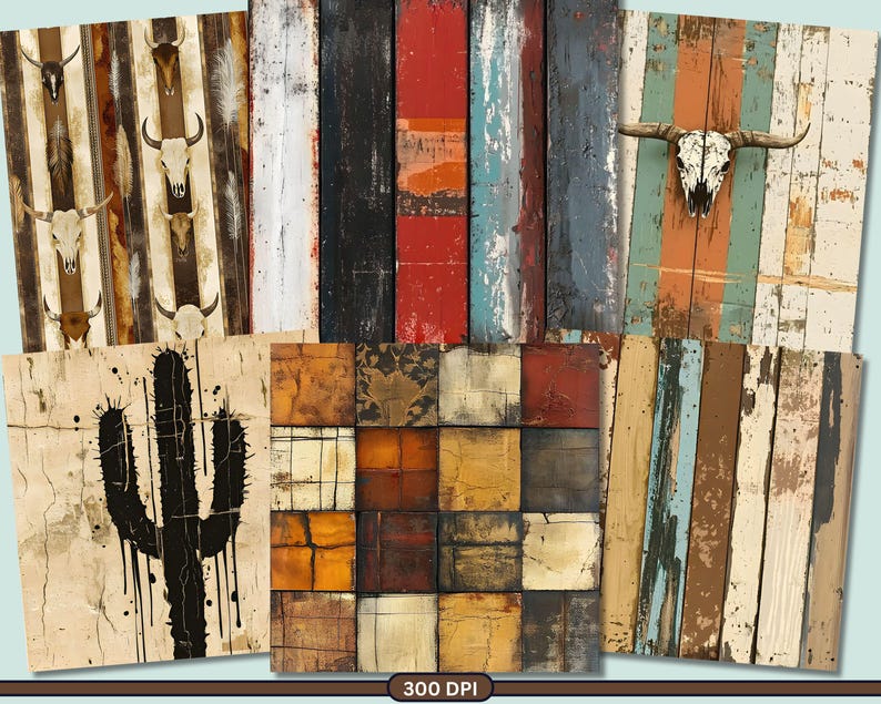 Rustic Western Texture Wild West Cowboy Cowgirl Junk Journal Kit, Texas Horse Ephemera Pages ...