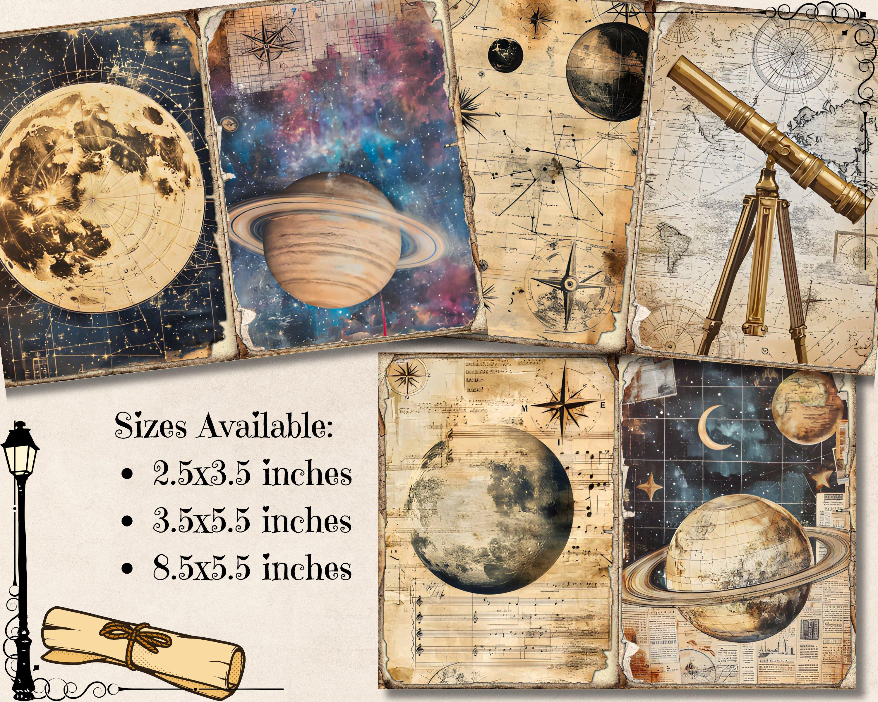 Space Journal Paper Celestial Junk Journal Paper, Vintage Space Moon Printable Ephemera ...