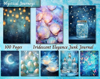 Elegant Shabby Chic Junk Journal Kit, Shabby Chic Ephemera Printable Pages, Luxury Scrapbook Ephemera, Iridescent Elegance Papers