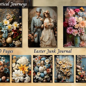 Easter Junk Journal Paper, Vintage Floral Shabby Chic, Botanical Spring Printable Ephemera Pages, Scrapbook Collage Sheet, Background ATC