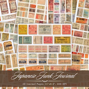 Vintage Tickets Junk Journal Papier, Retro altes Ticket druckbare Ephemera, Scrapbooking Collage Sheet Kit, Hintergrund Mixed Media Seiten ATC