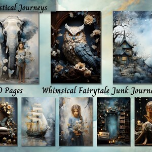 Whimsical Fairytale Junk Journal Page, Shabby Chic Printable Digital Paper, Journaling Scrapbooking Collage, Ephemera Background Pages ATC