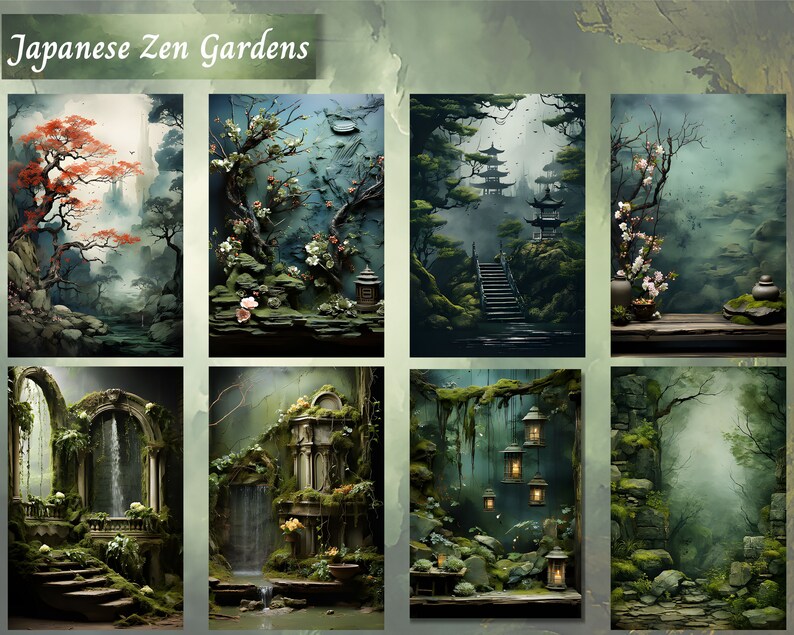 Zen Journal Zen Garden Junk Journal Pages, Japanese Style Printable Ephemera ...