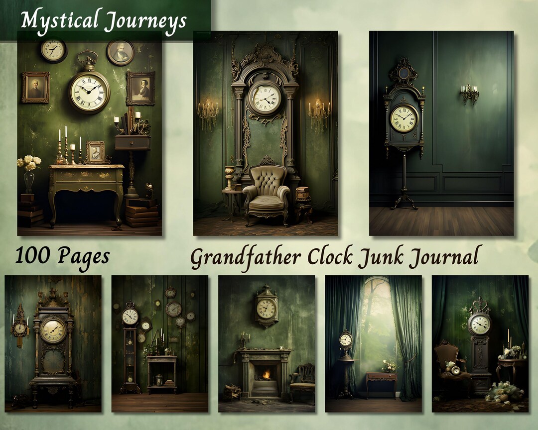 Grandfather Clock Junk Journal Kit, Printable Digital Ephemera, Vintage ...