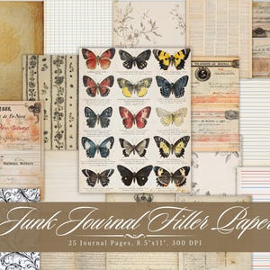 Papiers de remplissage pour journaux indésirables, éphémères imprimables beige vieilli shabby chic, feuille de collage pour scrapbooking vintage, arrière-plan technique mixte Pages ATC