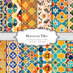 Carrelage marocain papier numérique, éphémères imprimables motif bohème, papier numérique Texture bohème, collage scrapbooking vintage, pages d'arrière-plan