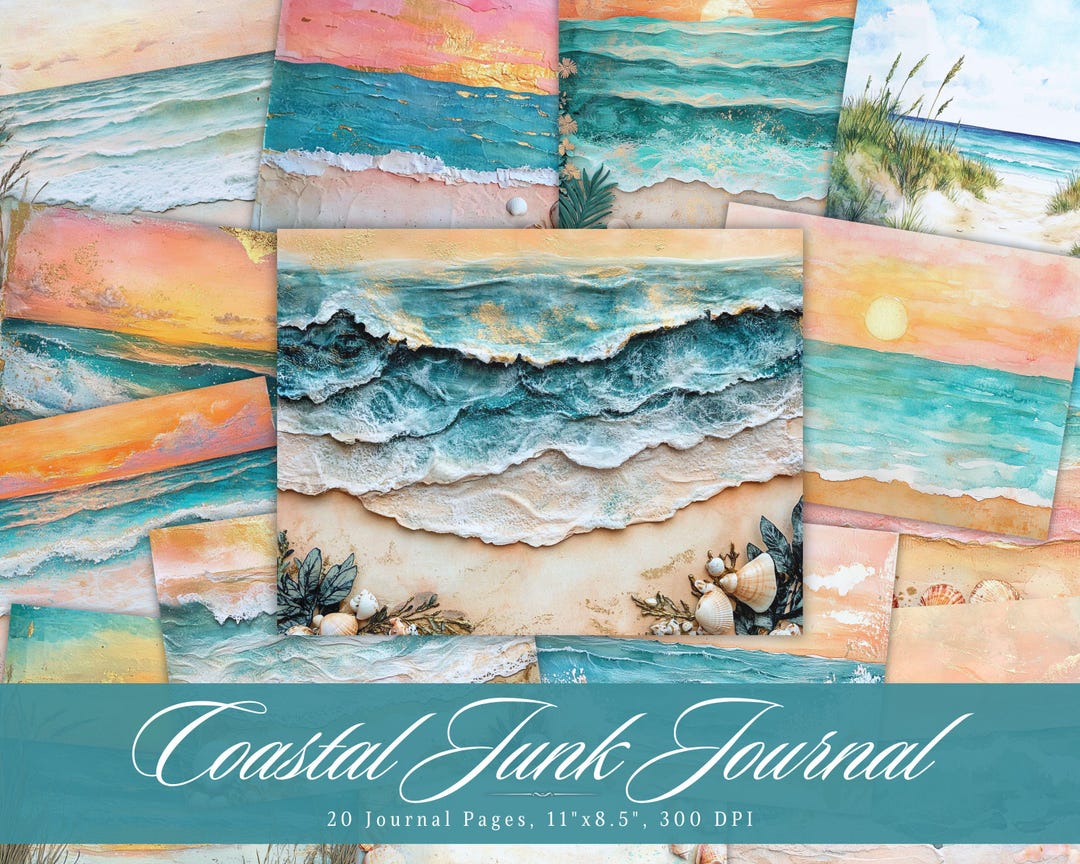 20 Coastal Junk Journal Printable Pages | Beach Ocean Journal Kit ...