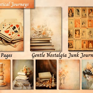 Gentle Nostalgia Junk Journal, Vintage Printable Ephemera Paper, Watercolor Aged Scrapbooking Collage Sheet, Background Mixed Media Pages