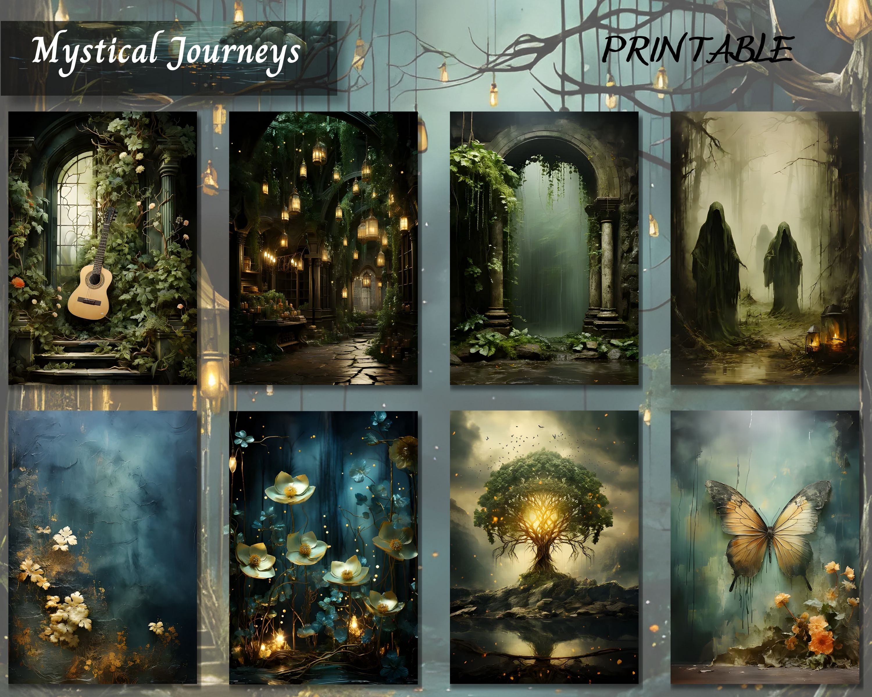 Enchanted Forest Junk Journal Pages, Printable Collage Sheet, Digital ...