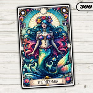 Die Meerjungfrau-Tarot-Karte PNG, Fantasy Nautical Lustiger Strand Sublimationsdesign, trendiger Ozean-Strand-T-Shirt Becher PNG-Datei, digitaler Download-Karte