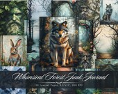 Whimsical Forest Junk Journal Paper, Mythical Nature Printable Ephemera, Shabby Vintage Woodland Scrapbook Collage, Enchanted Background ATC