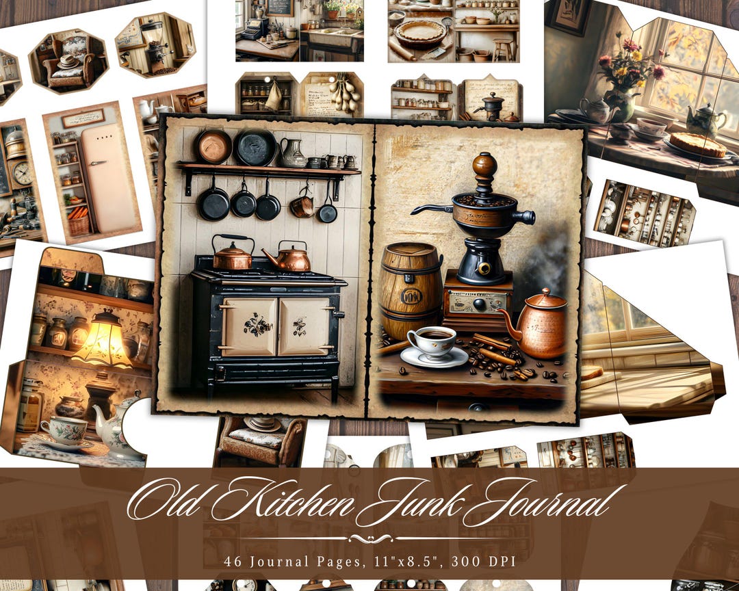 Old Kitchen Junk Journal Paper, Vintage Retro Printable Ephemera ...