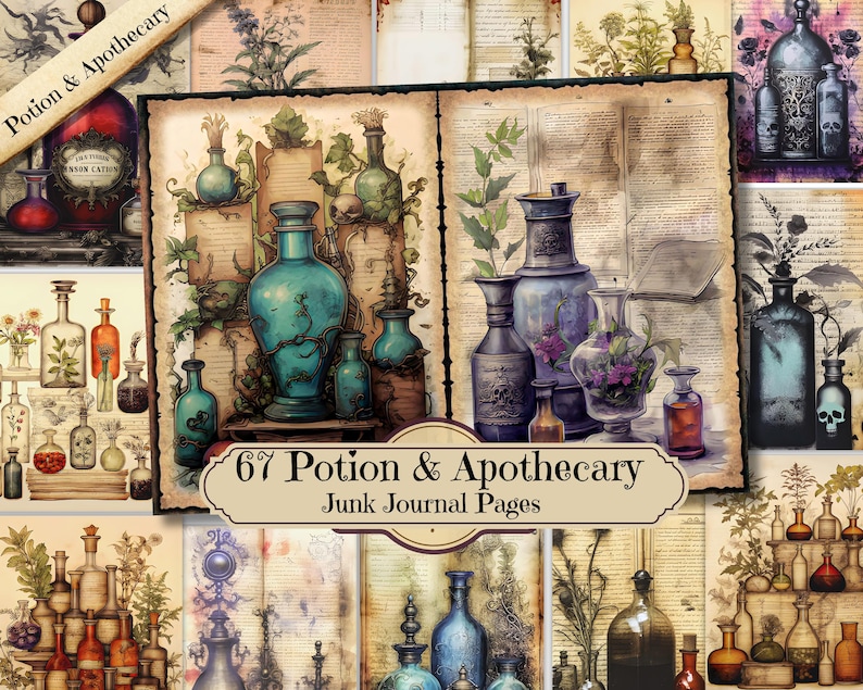 Potion Junk Journal Pages Bundle, Apothecary Journal Kit, Alchemy ...