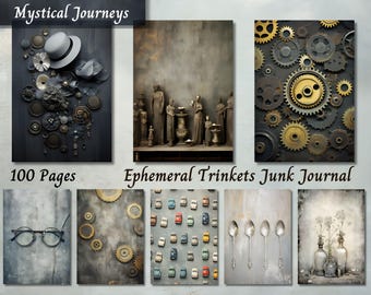 Ephemeral Trinkets Junk Journal Paper, Vintage Printable Ephemera Paper, Watercolor Scrapbooking Collage Sheet, Background Collage Sheet ATC