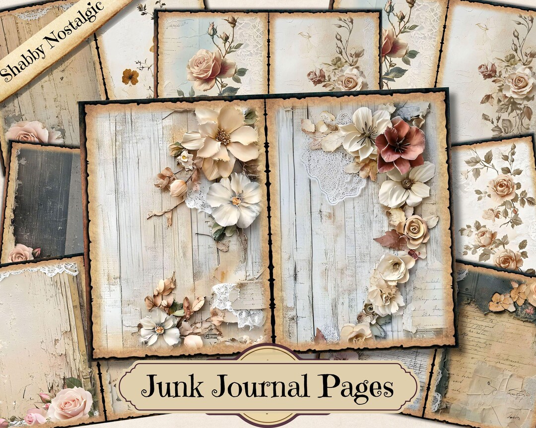 Shabby Chic Nostalgic Junk Journal | Vintage Floral Ephemera (digital ...