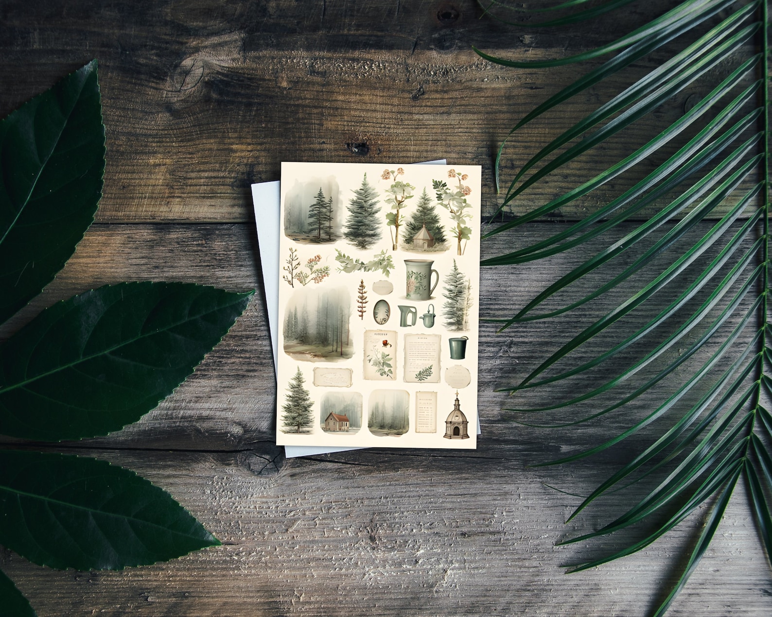 Watercolor Forest Junk Journal Kit, Vintage Woodland Printable Ephemera ...
