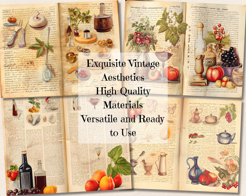 Vintage Cookbook Junk Journal Kit, Old Cooking Printable Ephemera ...