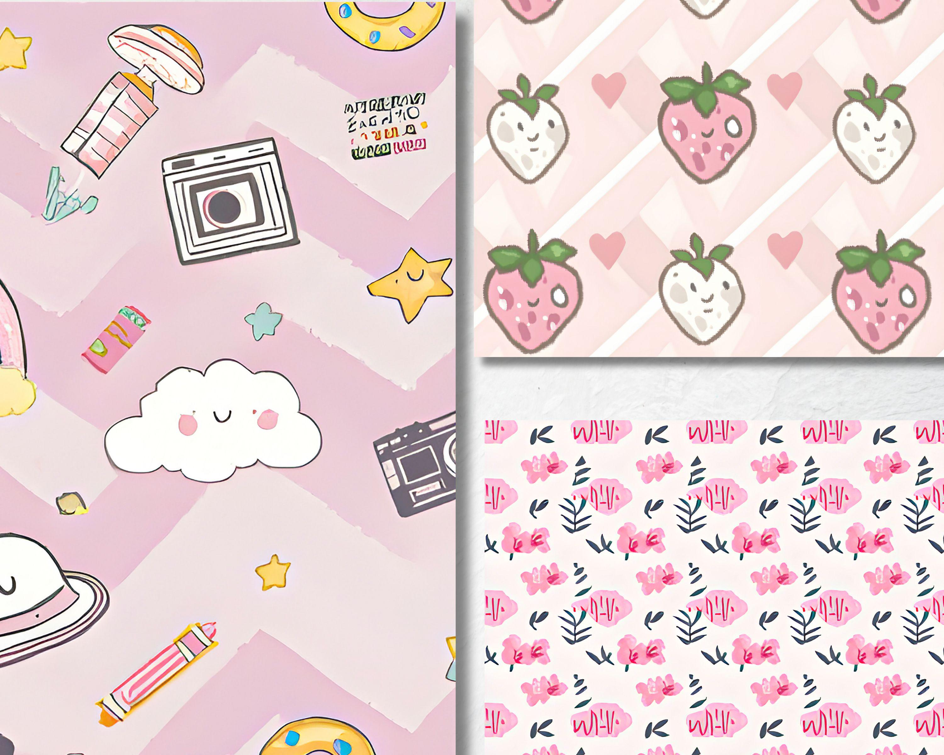Cute Kawaii Digital Paper Pack – Watercolor Rainbow Backgrounds ...