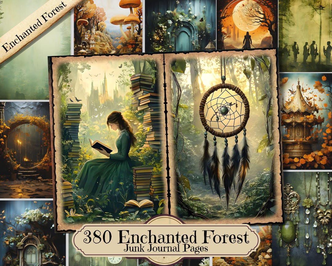 380 Enchanted Forest Junk Journal Pages, Fantasy Woodland Ephemera ...