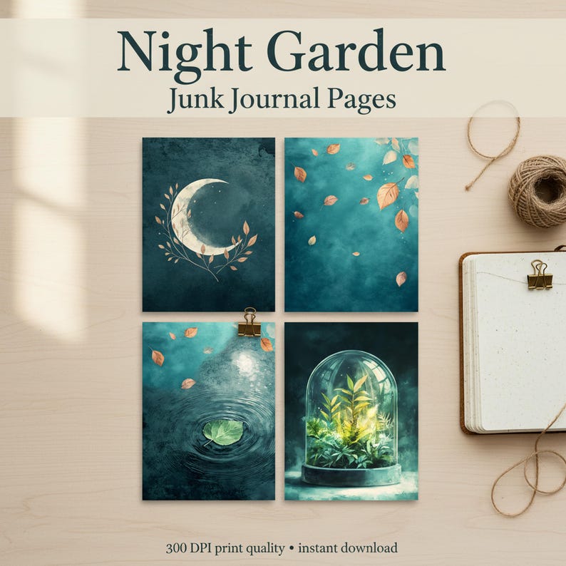 Night Garden Junk Journal Pages Printable, Vintage Ephemera Bundle, 100 ...