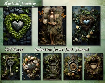 Valentine Forest Junk Journal Paper | Botanical Printable Ephemera (Digital Download)