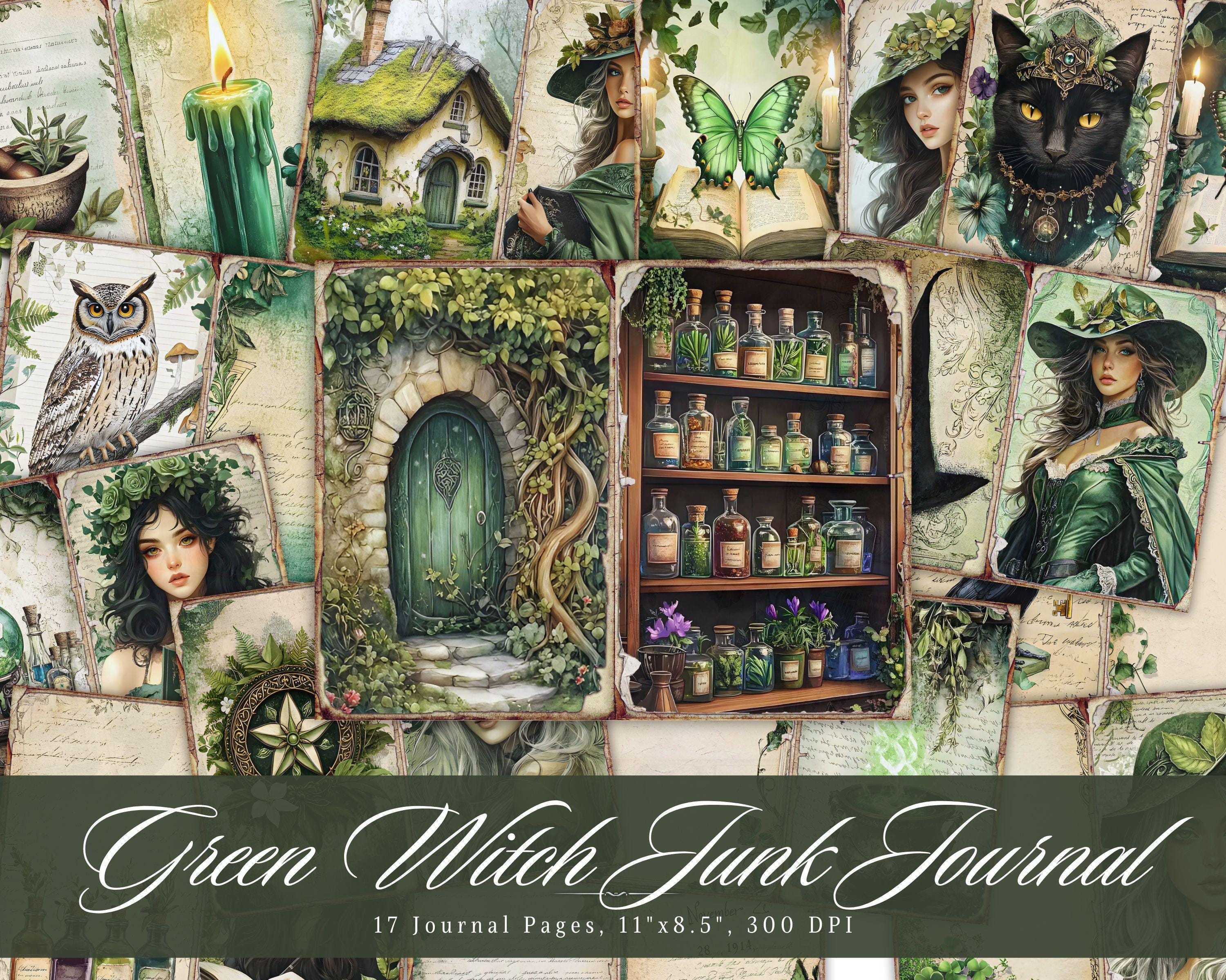 Green Witch Junk Journal Kit, Vintage Herbal Ephemera Pages, Nature ...