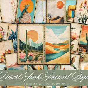 Desert Junk Journal Pages, Boho Southern Printable Ephemera, Vintage Desert Scrapbooking Collage Sheet, Background Mixed Media Pages ATC