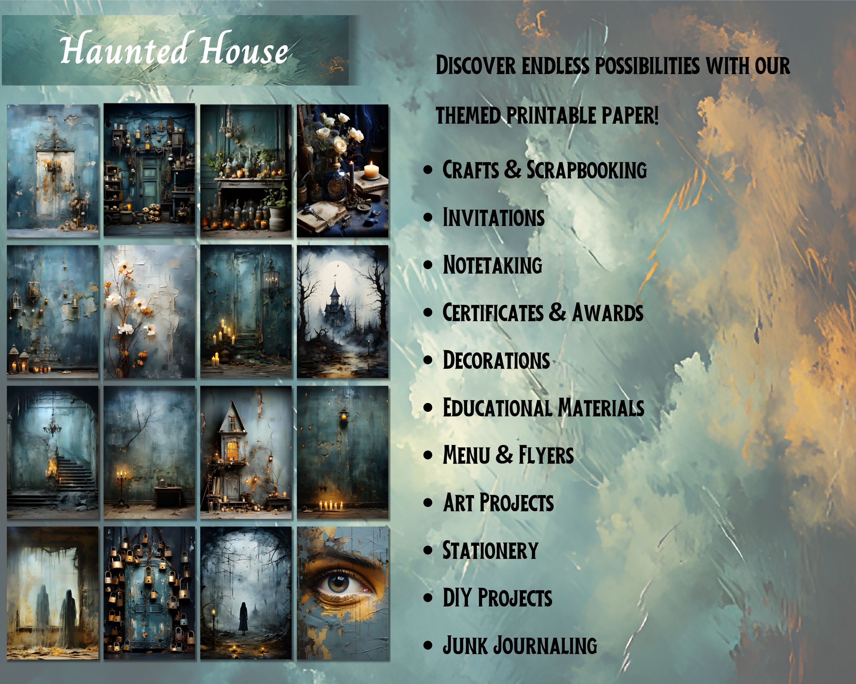 Big Journaling Bundle, Haunted House Junk Journal Paper, Halloween ...