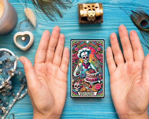 The Baker Tarot Card, Baking Skeleton Sublimation Design, Cooking