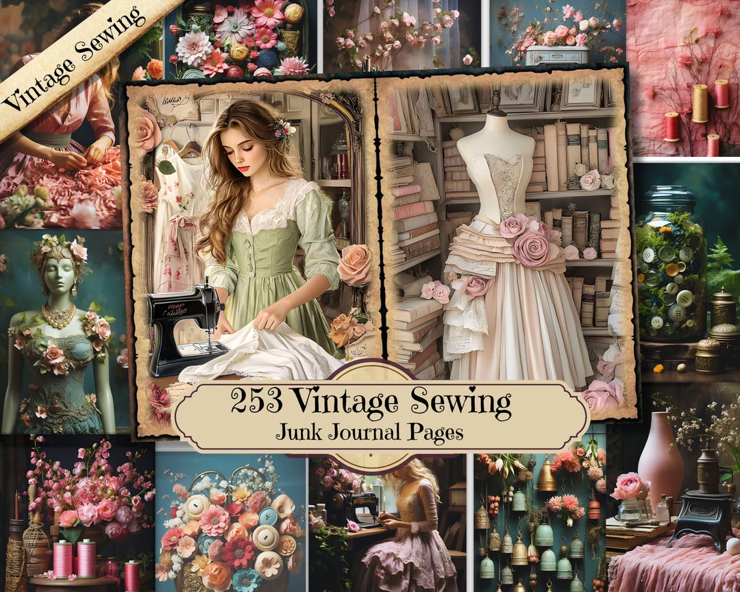 253 Vintage Sewing Junk Journal Pages | Antique Sewing Ephemera Kit ...