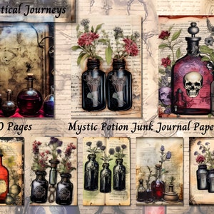 Potion Junk Journal Pages, Magical Vintage Ephemera - Witchy Collage Paper for Mystic Potion Scrapbooking, Printable Magic Digital Page