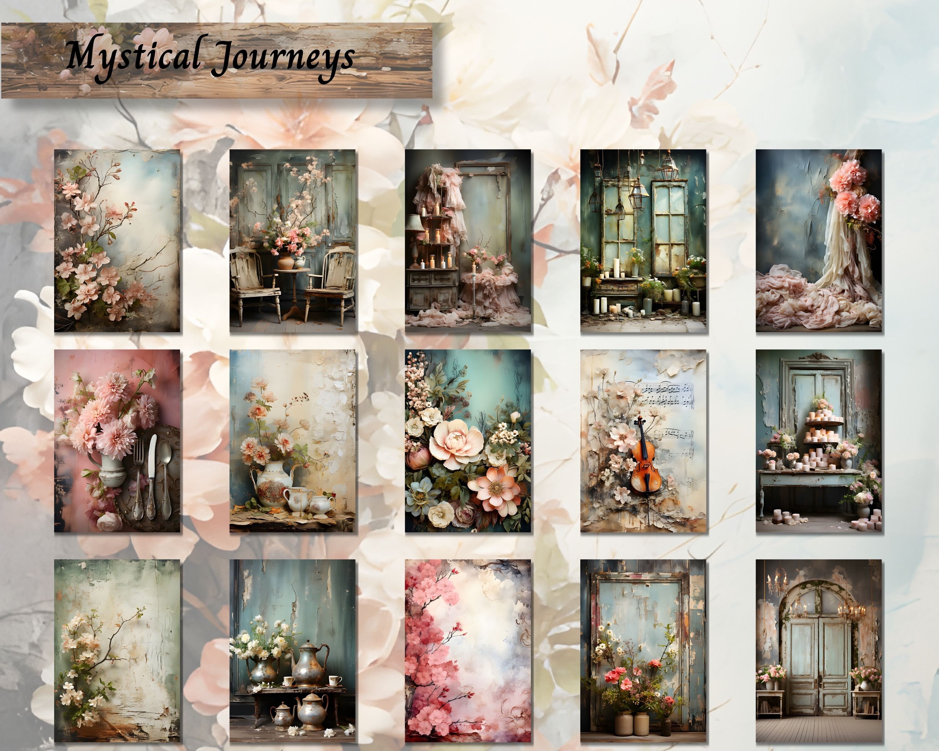 Shabby Chic Junk Journal Kit Paper, Digital Watercolor Junk Journal ...