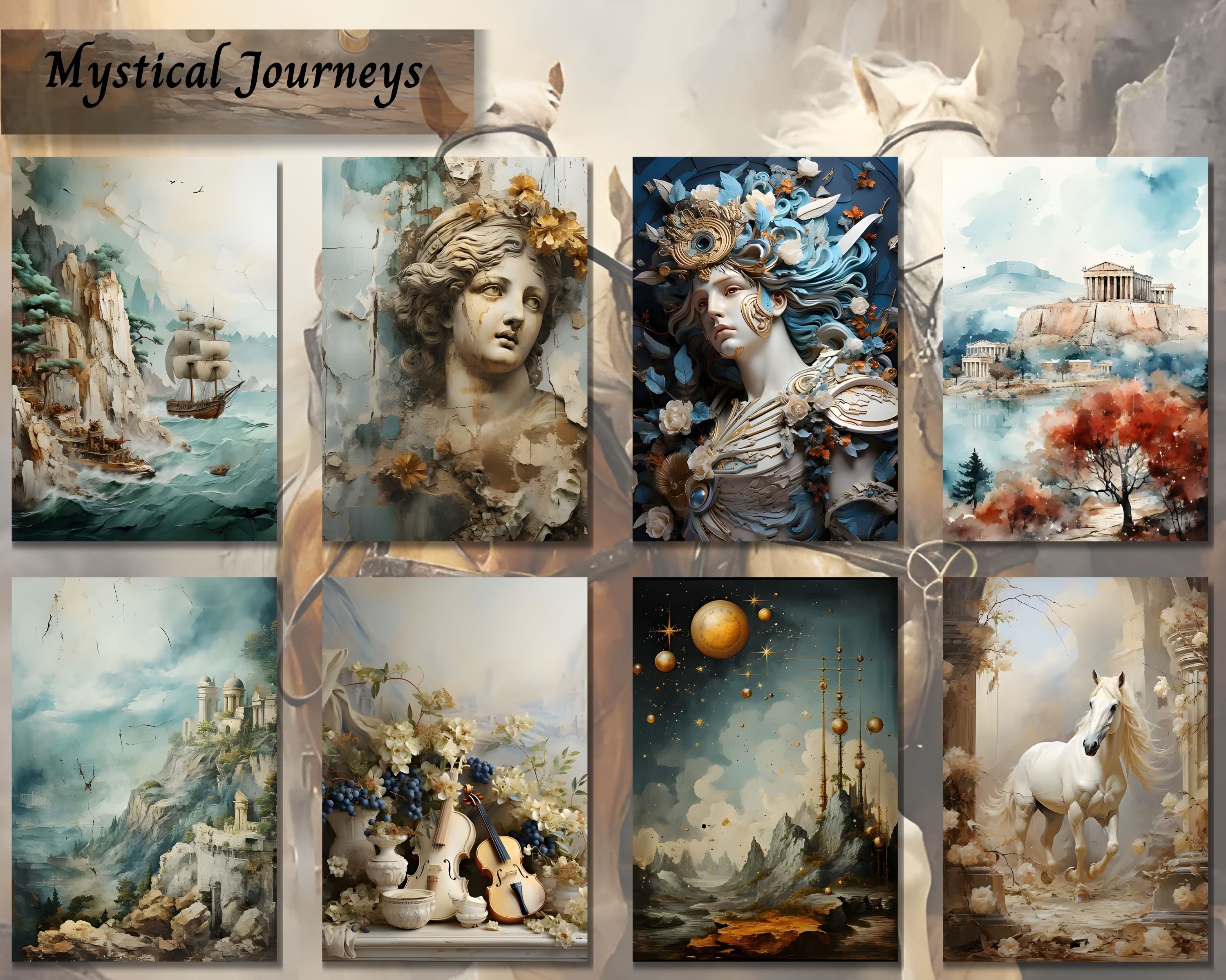 Ancient Greece Junk Journal Paper JPG, Printable Shabby Chic Kit, Greek ...