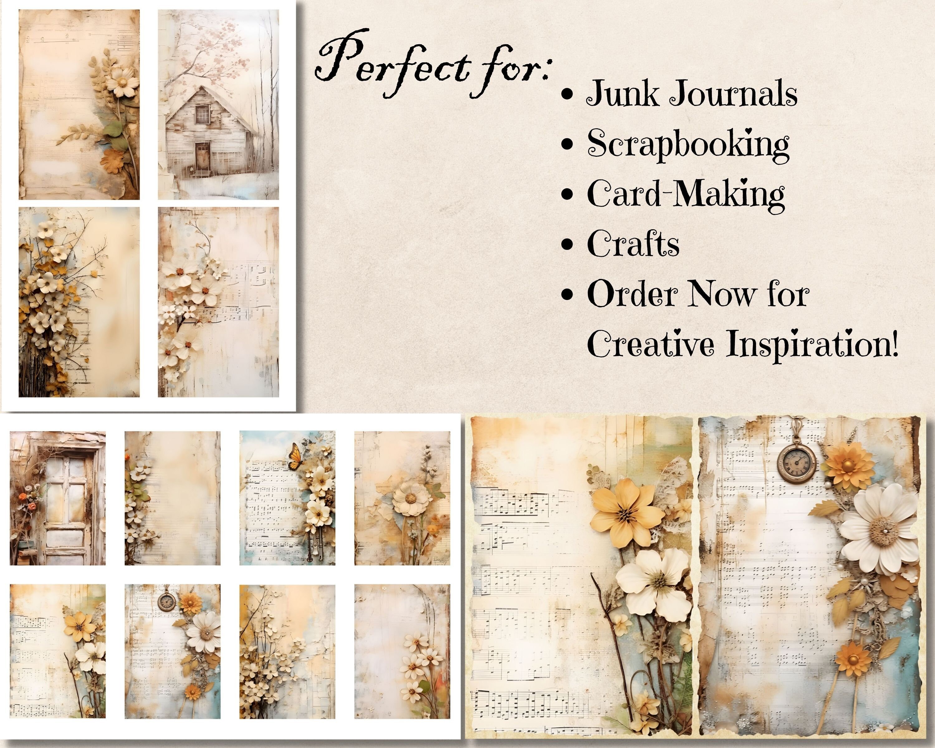 Rustic Style Junk Journal Kit, Printable Ephemera Page, Digital Mixed ...