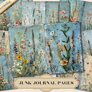 Book of Gardening Junk Journal Page, Nature Flower Plant Printable Ephemera, Floral Scrapbook Collage Sheet, Background Mixed Media Paper