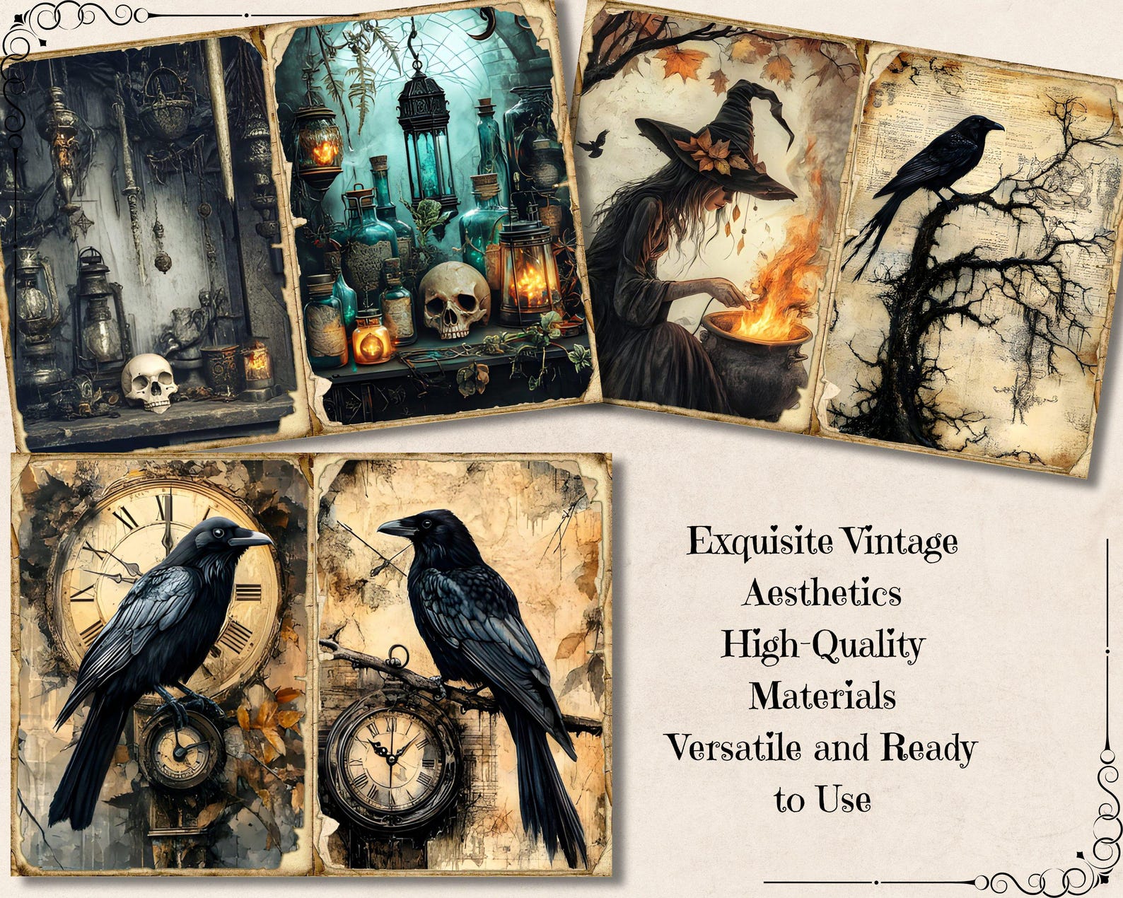 Vintage Halloween Junk Journal Pages, Horror Spooky Printable Ephemera ...