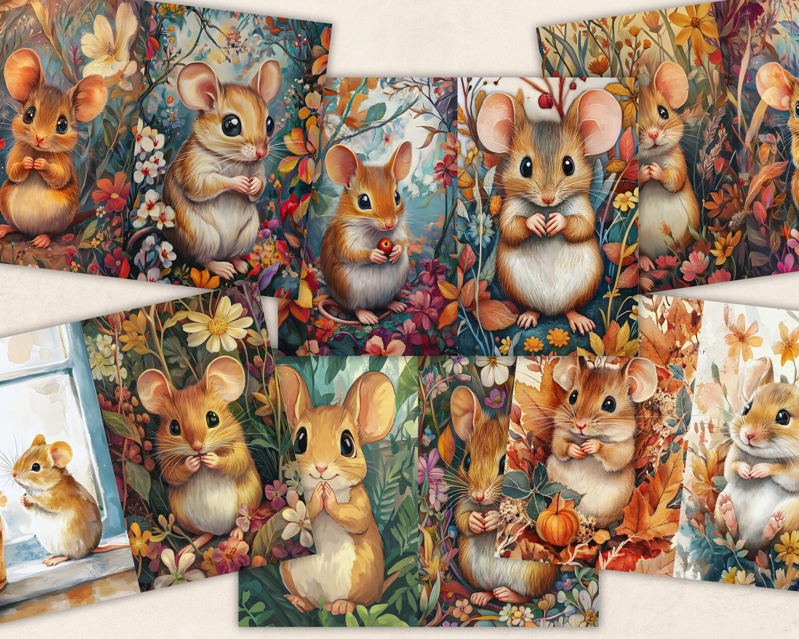 Rodent Collage Mouse Junk Journal Paper, Mice Printable Ephemera Pages, Rat Rodent ...