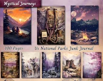 Elegant Nature Travel Junk Journal Junk Journal Kit, Botanical Travel Scrapbook Printable Pages, National Parks Journal Ephemera Paper