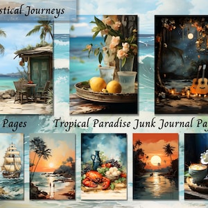 Tropical Escape Junk Journal Kit | Flamingo Scrapbook Pages | Summer Beach Printable | Vintage Ephemera | Instant Download