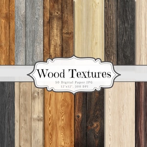 Seamless Wood Textures Digital Paper, Rustic Wooden Grain Texture, Printable Ephemera Scrapbooking Collage Sheet, Wood Pattern Mixed Media