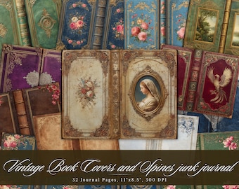 Vintage Buchrücken und Buchrücken Junk Journal Kit | Dark Academia Stil (Digitaler Download)