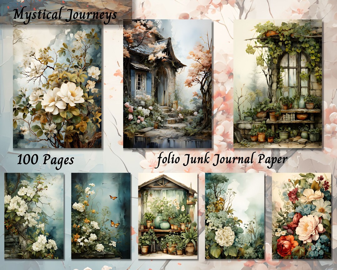 Folio Junk Journal Kit Paper JPG, Shabby Chic Digital Printable ...