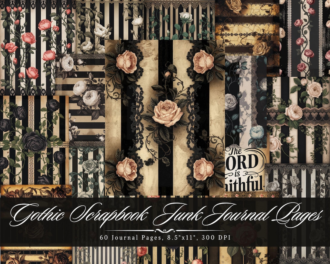 Gothic Scrapbook Paper Pack | 60 Dark Academia Paper Pages Junk Journal ...